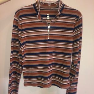 me to we essentials striped zip up top